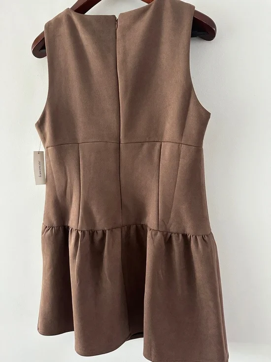Francesca's Collections Brown Sleeveless Drop-Waist Tie Dress - Picture 7 of 8
